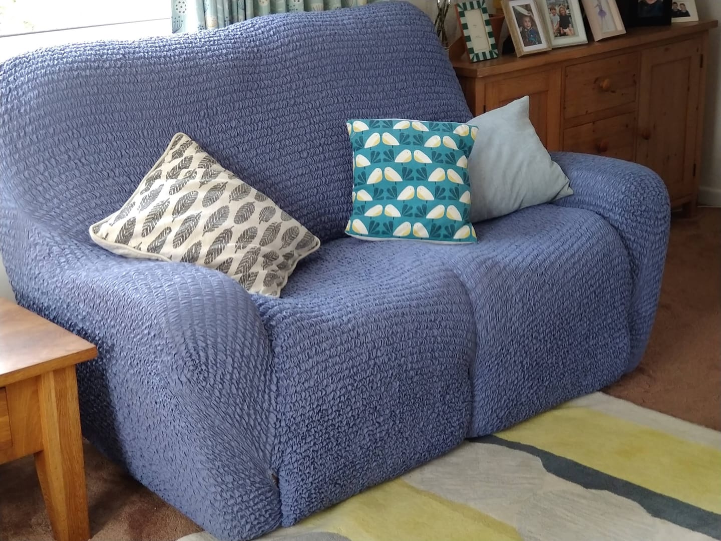 Customer photo review of 2 Seater Recliner Sofa Cover - Blue, Microfibra