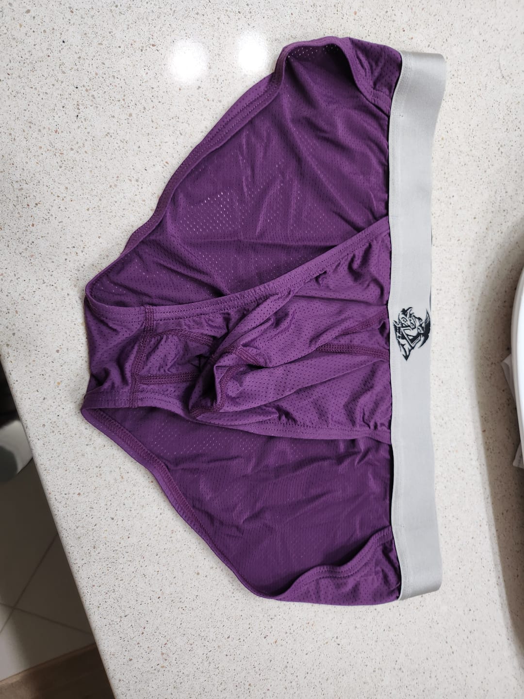 Customer photo review of Nylon 0in Mesh Bikini Briefs No Fly 4pk Black/Blue/Gray/Wineberry