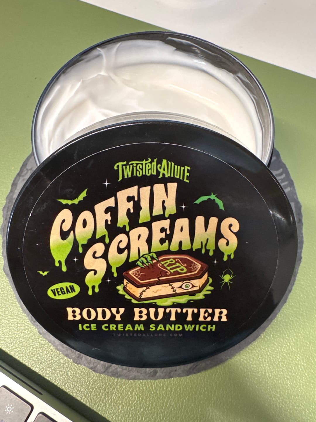 Customer photo review of Coffin Scream Body Butter