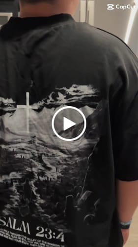 Customer photo review of Psalm 23:4 Shadow of Death Oversized T-Shirt