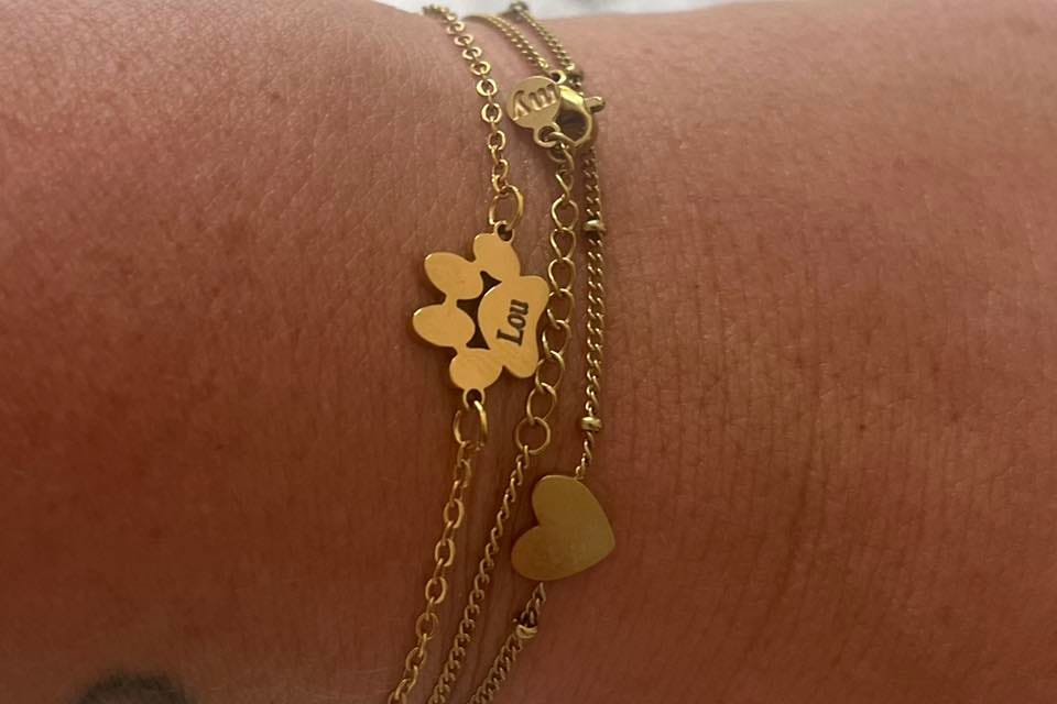 Customer photo review of Custom Paw Name Bracelet