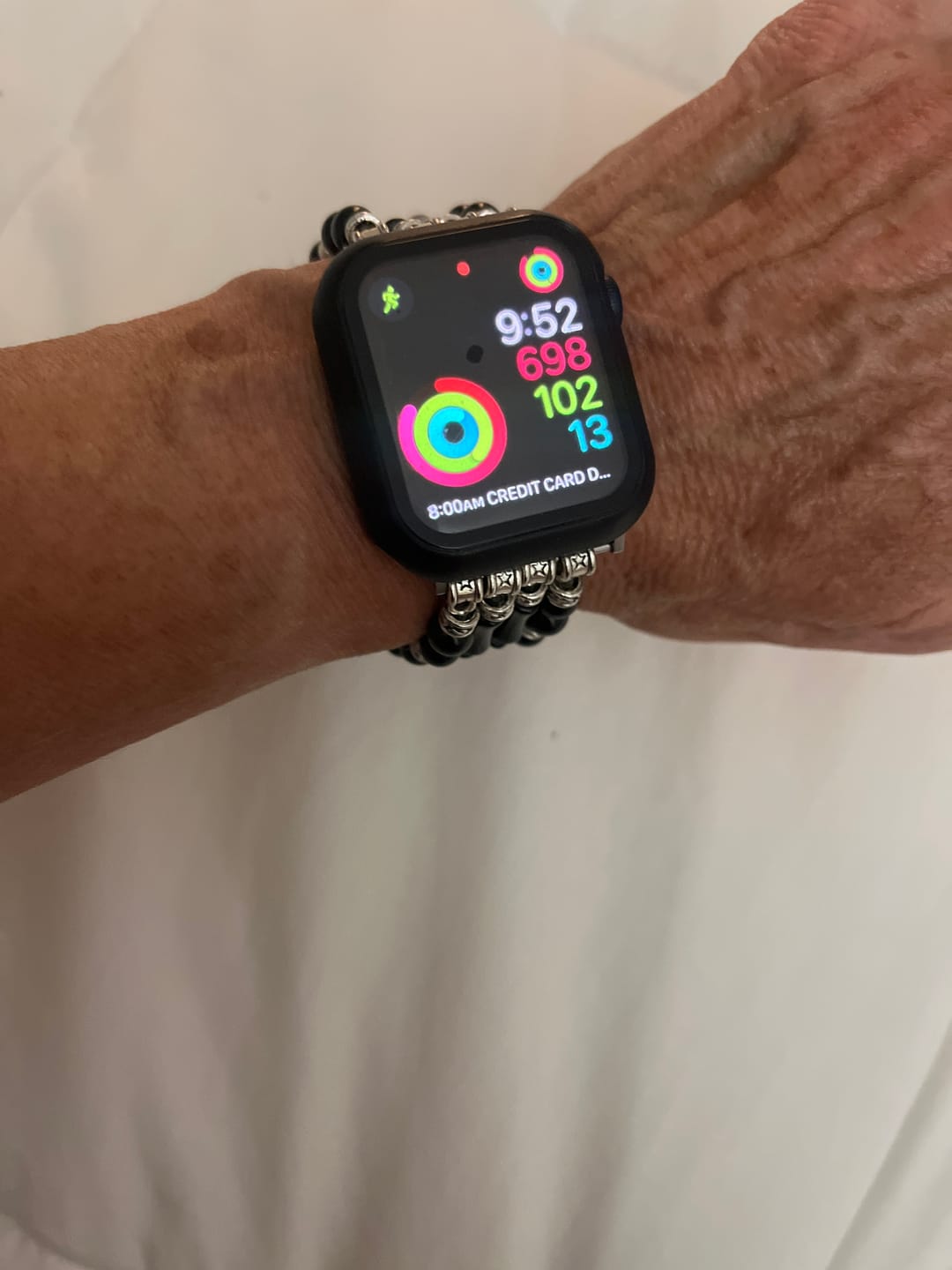 Customer photo review of Moonlight Agate Stretch Apple Watch Strap