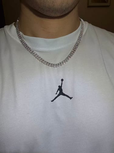 Customer photo review of S925 Moissanite Diamond Prong Cuban Link Chain in White Gold - 8mm