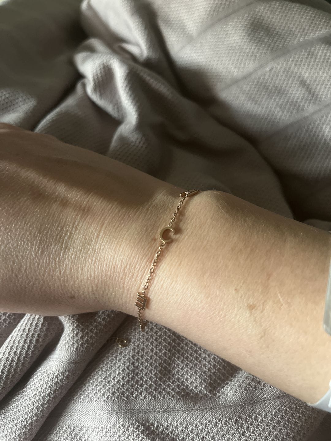 Customer photo review of Custom Sideways Initial Bracelet