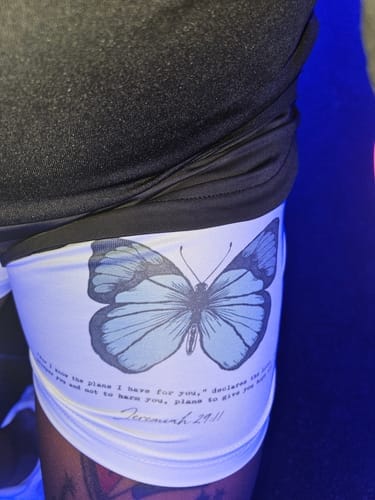 Customer photo review of Jeremiah 29:11 'Wings of Hope' Women's Performance Shorts