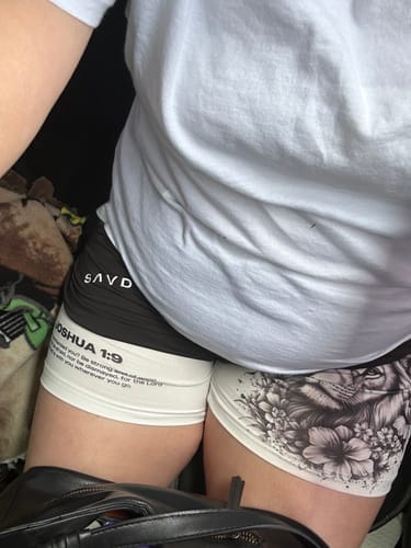 Customer photo review of Joshua 1:9 'Courageous Roar' Women's Performance Shorts