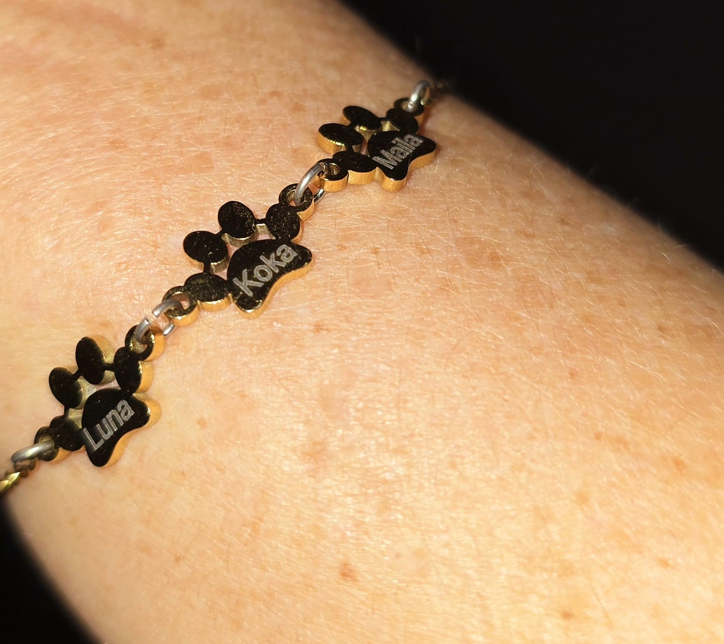 Customer photo review of Custom Paw Name Bracelet