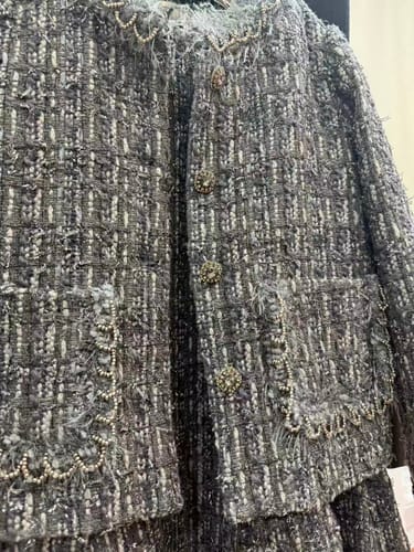 Customer photo review of Girls Vintage Beaded Tweed Jacket - Gray