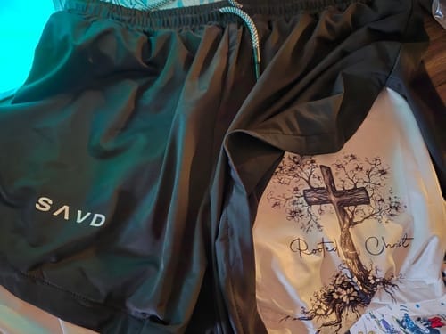 Customer photo review of 'Rooted in Christ' Women's Performance Shorts