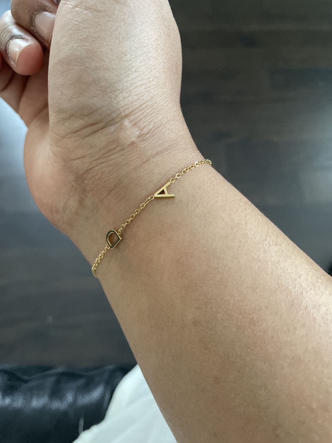 Customer photo review of Custom Sideways Initial Bracelet