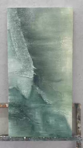 Customer photo review of Emerald Depths – Textured Abstract Green Wall Art