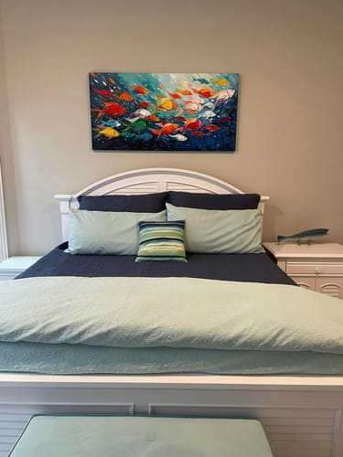 Customer photo review of Ocean's Jewels – Colorful Fish Textured Abstract Painting