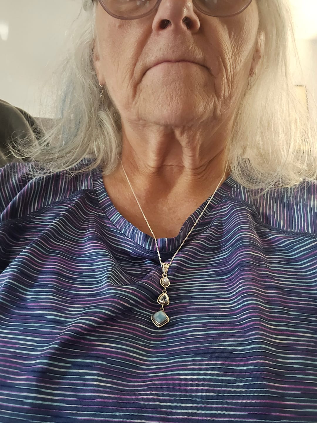 Customer photo review of Silver Larimar Necklace