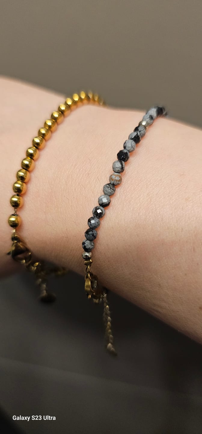 Customer photo review of Obsidian Armband - Schneeflockenobsidian
