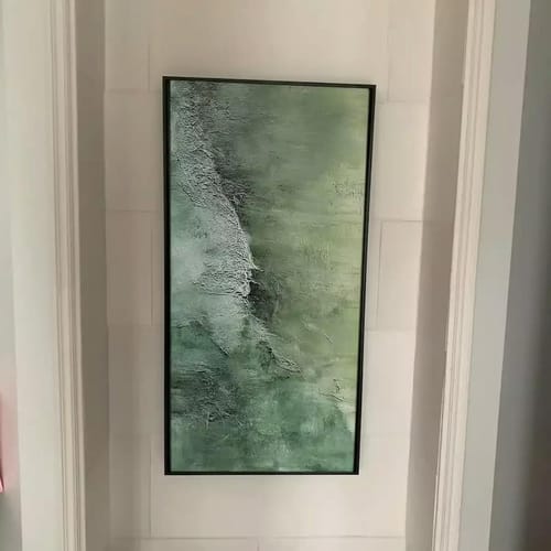 Customer photo review of Emerald Depths – Textured Abstract Green Wall Art