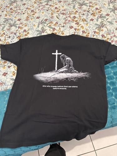Customer photo review of 'Warrior's Prayer' Women’s Oversized T-Shirt