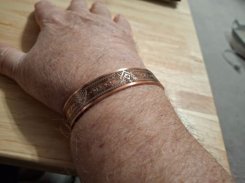 Customer photo review of Mens Masonic Bangle Pure Copper  Bracelet - Magnetic