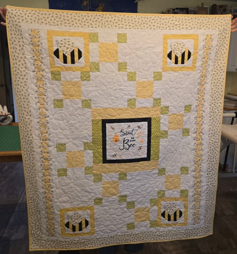 Customer photo review of Sweet As Can Bee Fabric Panel - White