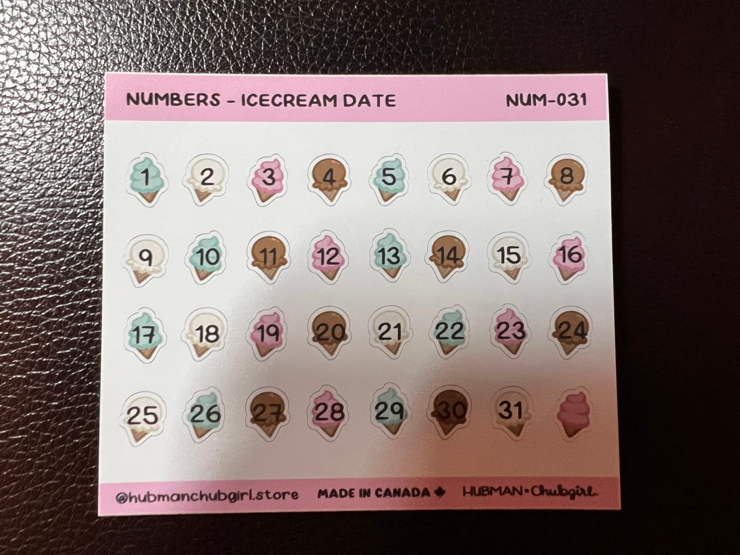 Customer photo review of Numbers - Icecream Date Planner Stickers