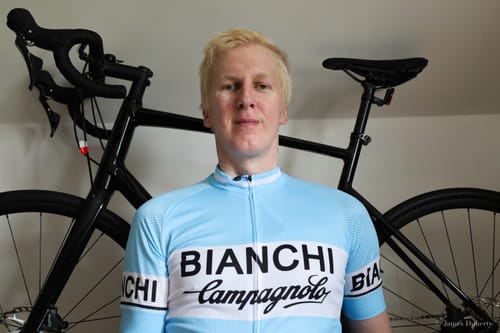 Customer photo review of Bianchi Blue Retro Short sleeves Jersey