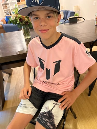 Customer photo review of John 3:16 'The Cross' Youth Performance Shorts