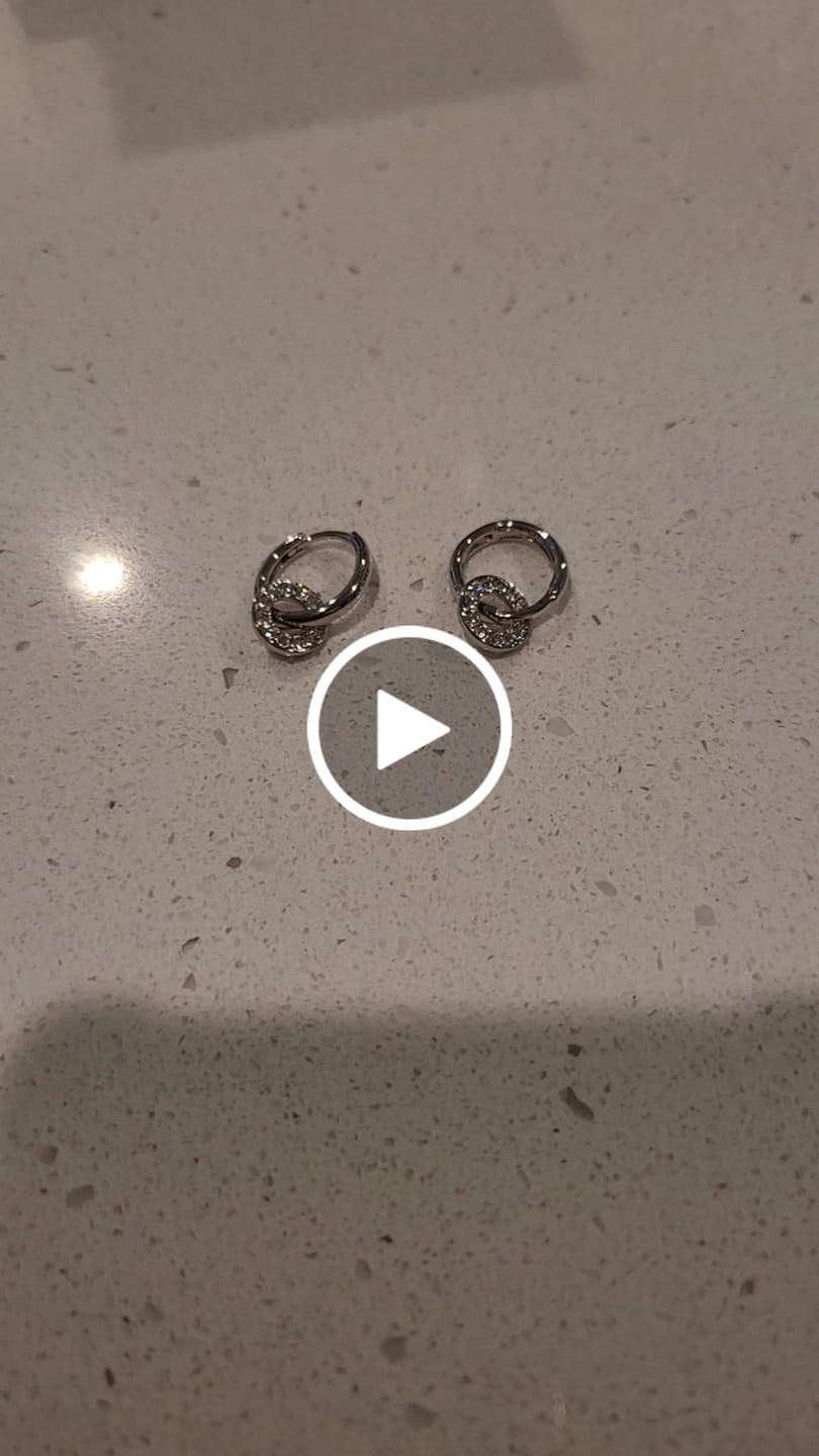 Customer video review of Nala 18k White Gold Plated 14mm Hoop Earrings with Swarovski Crystals