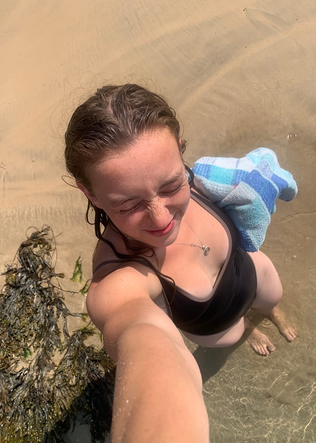 Customer photo review of Round Neck Swimsuit (Black)