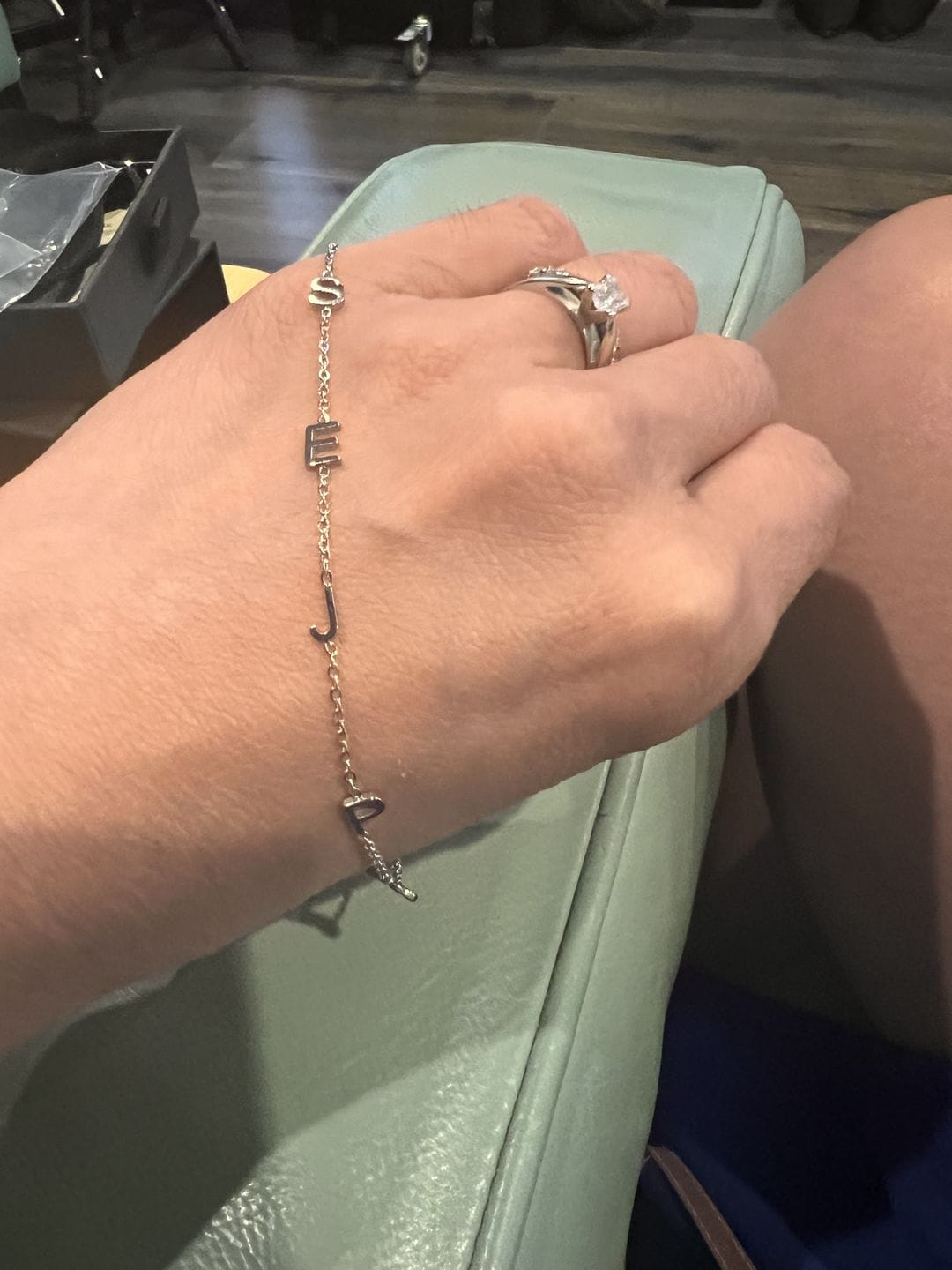 Customer photo review of Custom Sideways Initial Bracelet