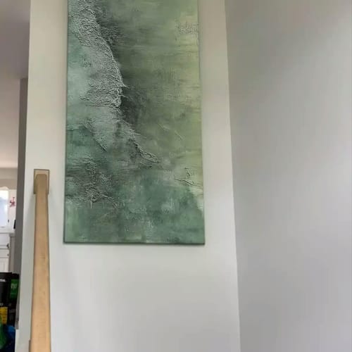 Customer photo review of Emerald Depths – Textured Abstract Green Wall Art