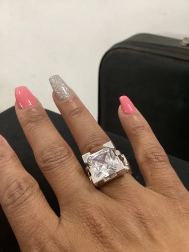 Customer photo review of LuxeLink Glass Square Ring
