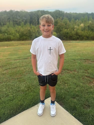 Customer photo review of Joshua 1:9 'Lion' Youth Performance Shorts