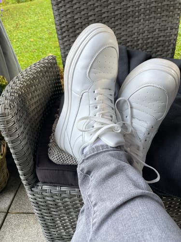 Customer photo review of ELEVATESHOES WHITE CASUAL