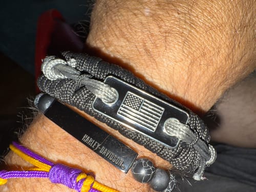 Customer photo review of Never Surrender Barbed Wire Paracord Bracelet: Helps Pair Veterans With A Service Dog Or Shelter Dog