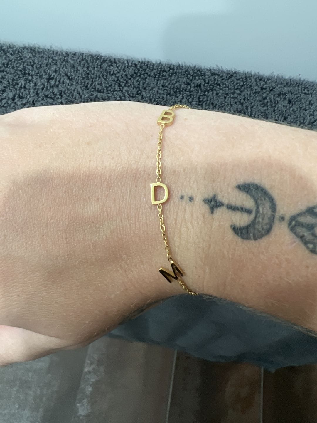 Customer photo review of Custom Sideways Initial Bracelet