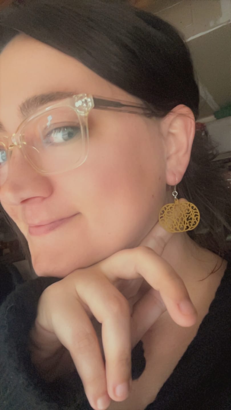Customer photo review of Veiny Pumpkin Dangles Hypoallergenic Earrings for Sensitive Ears Made with Plastic Hooks