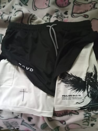 Customer photo review of Psalms 91:2 'Divine Strength' Women's Performance Shorts