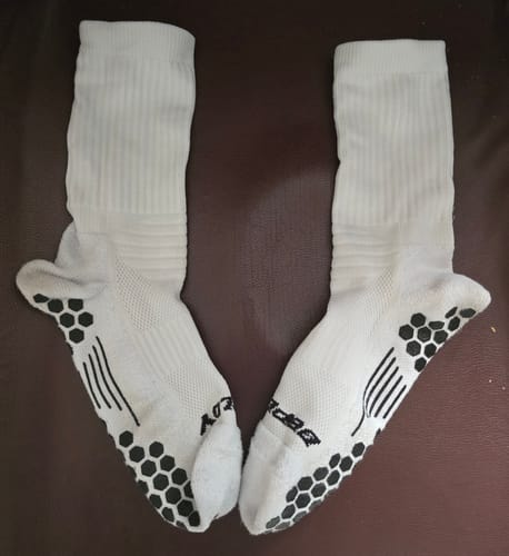 Customer photo review of Deploy Pro Football Grip Socks - White