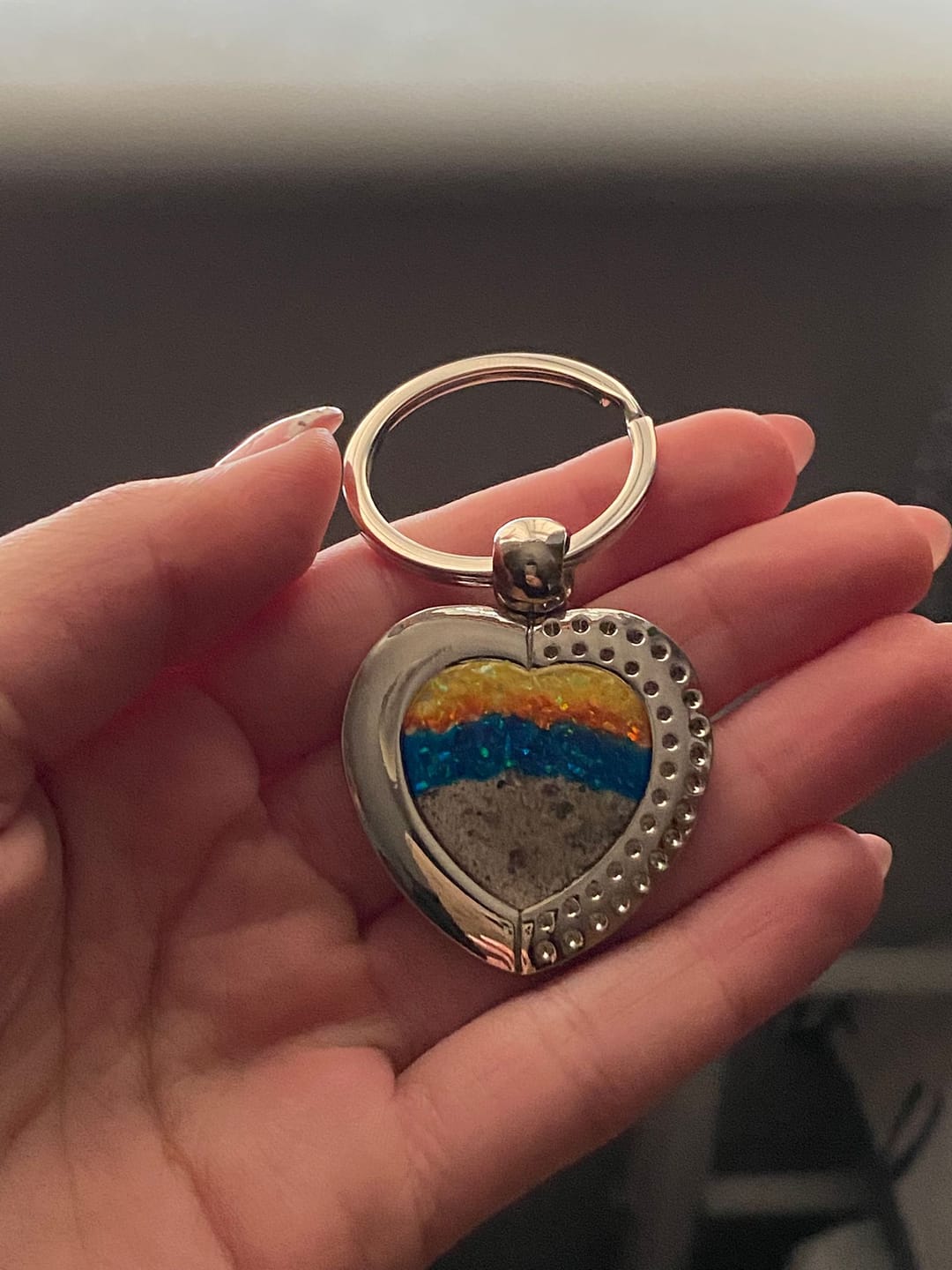 Customer photo review of Seaside Heart Keyring