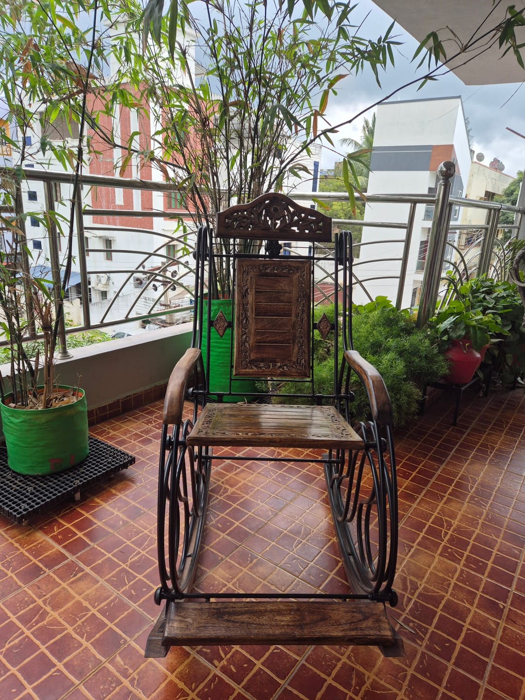 Customer photo review of Wooden & Iron Rocking Chair Wooden Chair Swing Chair