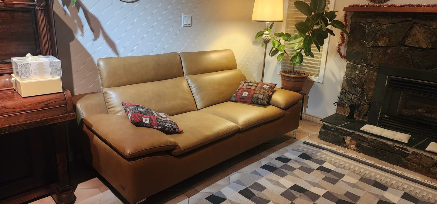 Customer photo review of Milano Modern Tan Leather 3 Seater Sofa