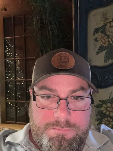 Customer photo review of Richardson 112 Genuine Leather Patch Hats Laser Engraved