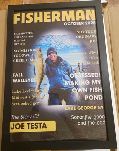 Customer photo review of Personalized Man Cave Fishing Art Poster With Photo Name and Text,Unique Anniversary Birthday Gift For Husband Dad Friend