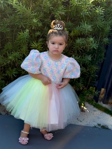 Customer photo review of Girl Christmas Dress Baby Girl Birthday Party Dress Toddler Summer Rainbow Pink Cake Princess Dress Girls Pageant Dresses
