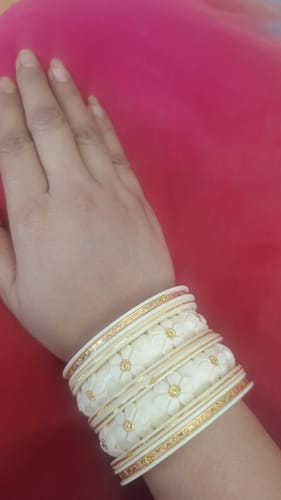 Customer photo review of "Ancient Gold Chuda : Ivory Bangle's Beauty "