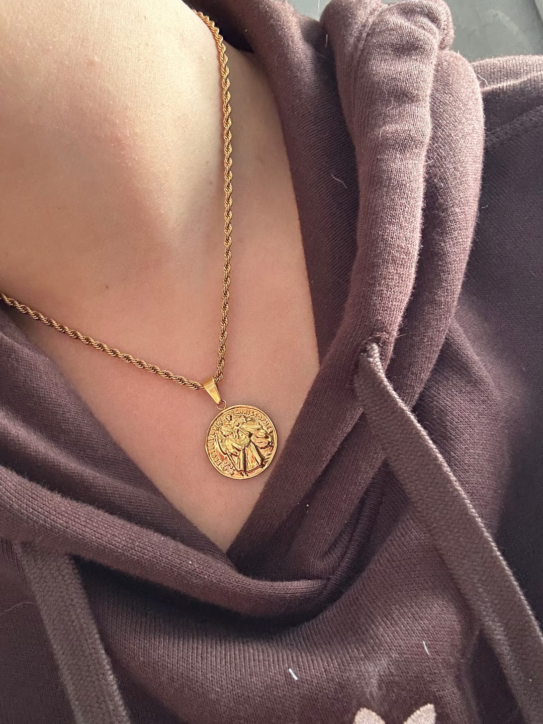 Customer photo review of Gold St Christopher Necklace