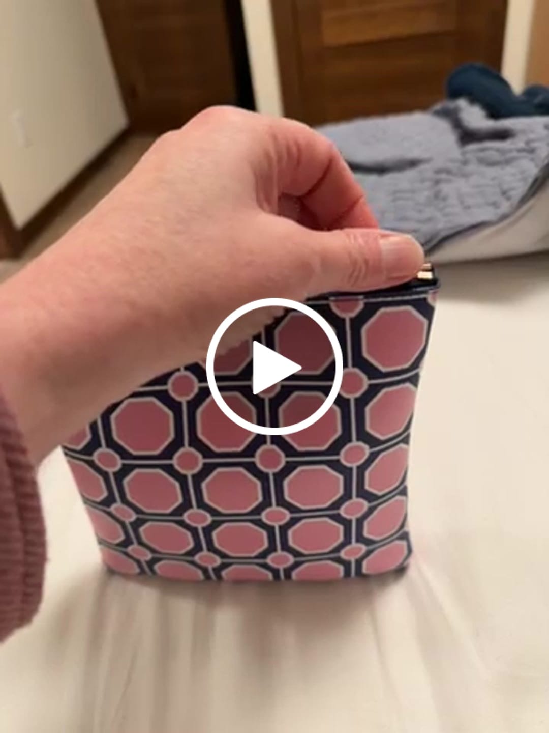 Customer video review of #3 Kelsie Geo Navy Pouch