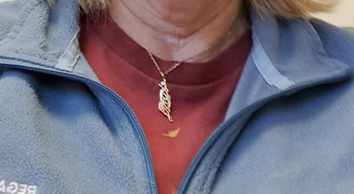 Customer photo review of Palestine Map Necklace