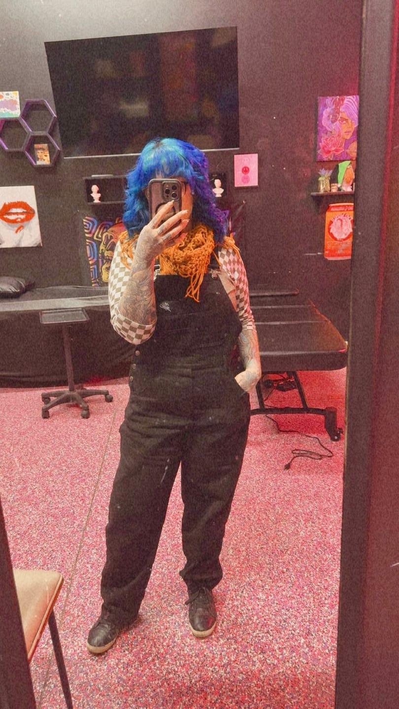 Customer photo review of Born Bad Washed Overalls - Black