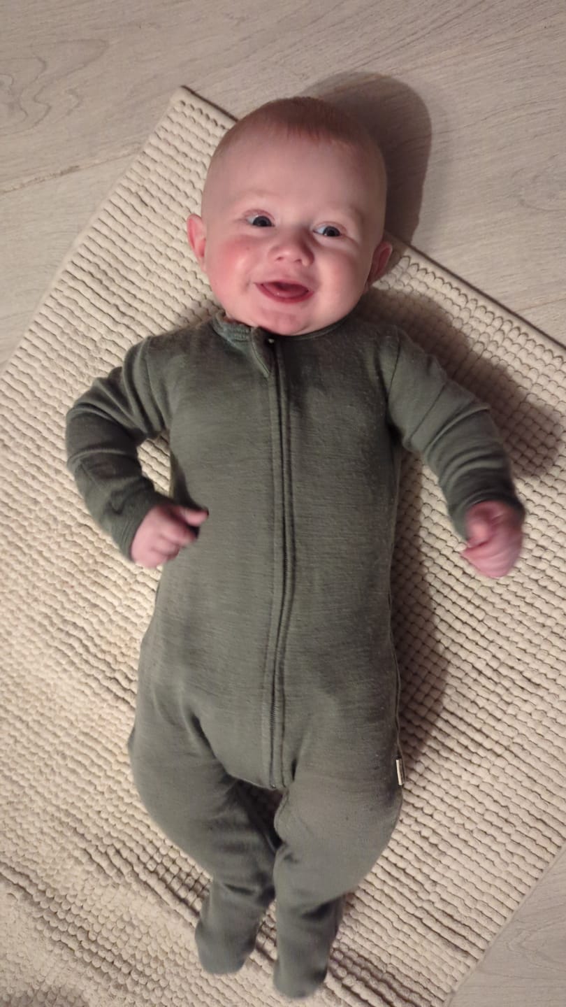 Customer photo review of Footie Pajamas, Merino Wool, Sage
