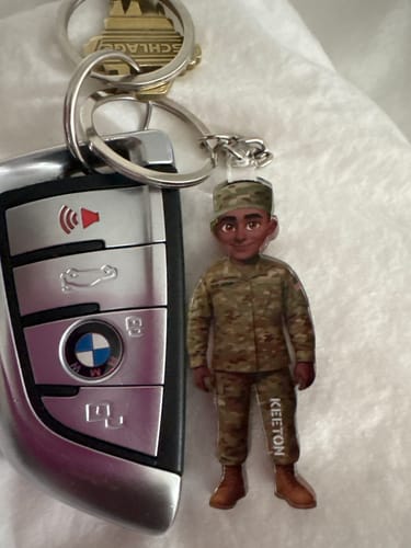 Customer photo review of Military Action Figure - Personalized Acrylic Keychain